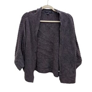 Barefoot Dreams CozyChic Lite Cardigan Womens S M Gray Shawl Ribbed Open Front